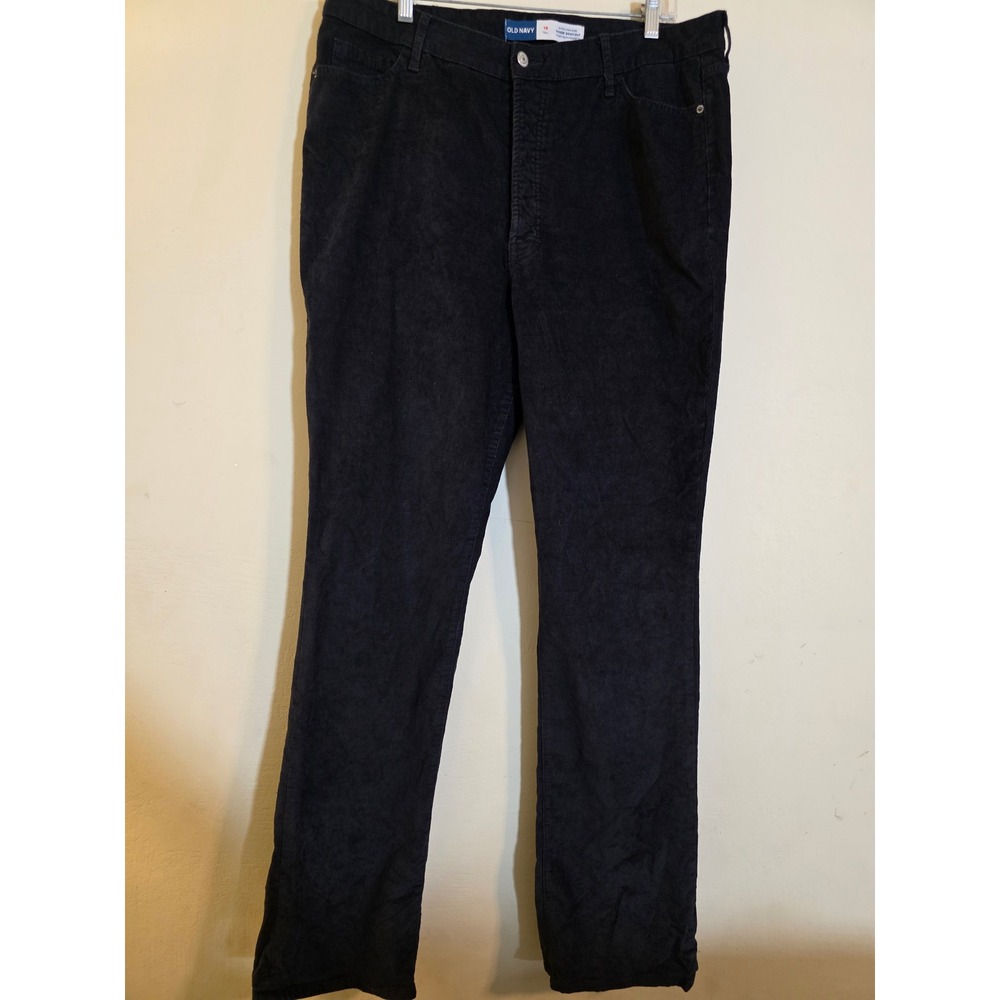 Old Navy Kicker Boot-Cut Corduroy Pants Navy Blue Extra High-Rise 16 Tall 733598